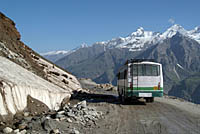 Bus Descending Rhotang Pass, Himachel Pradesh, India