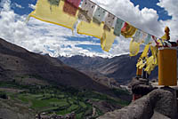 Prayer Flags on top of Dhankar Monastery, Himachel Pradesh, India