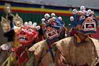 Dancing Monks in Mask at Ki Festival, Himachel Pradesh, India
