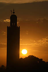 Sun Setting Behind Koutoubia Minaret, Marrakech, Morocco