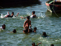 Splashing around in the Ganges, Varanasi