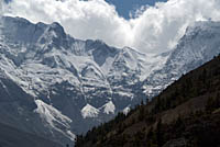 Annapurna mountain with clouds behind