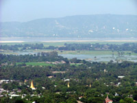 View of stupas from Mandalay Hill, Myanmar